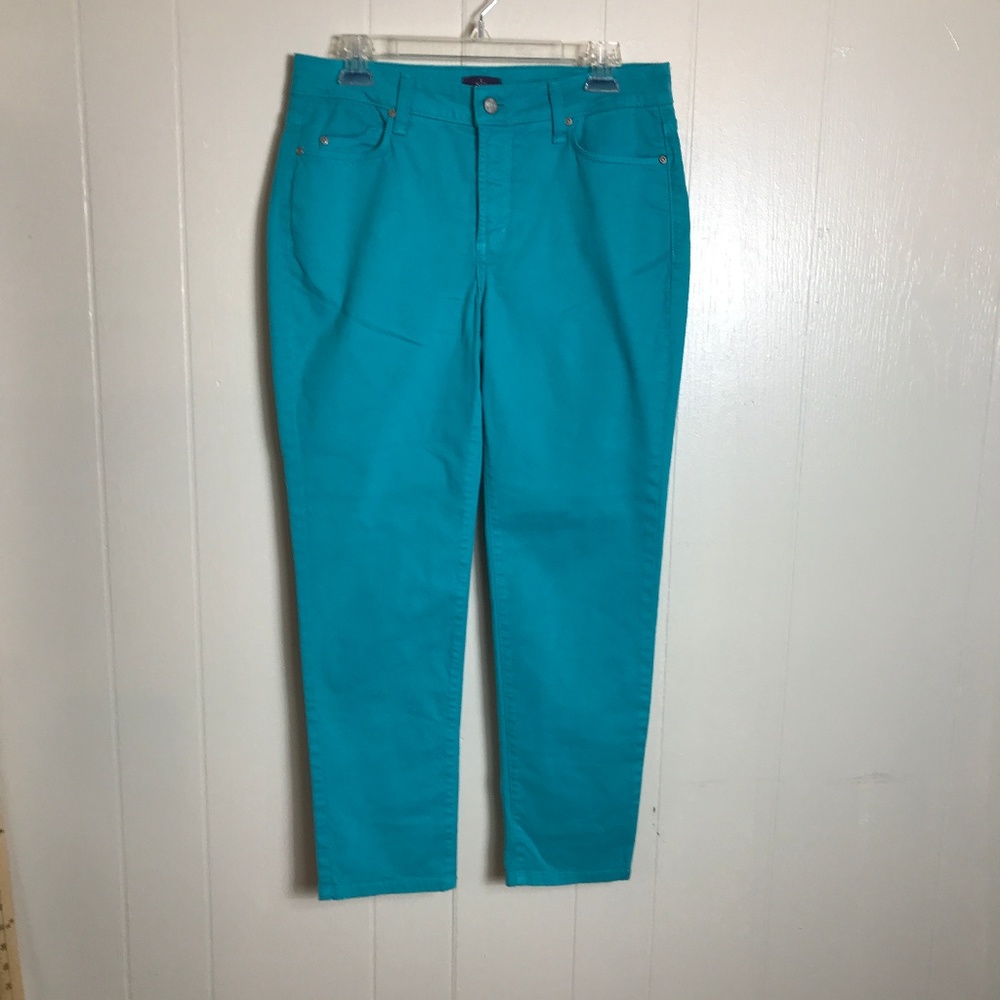 NYDJ Marilyn Straight, Neptune Teal Size 8